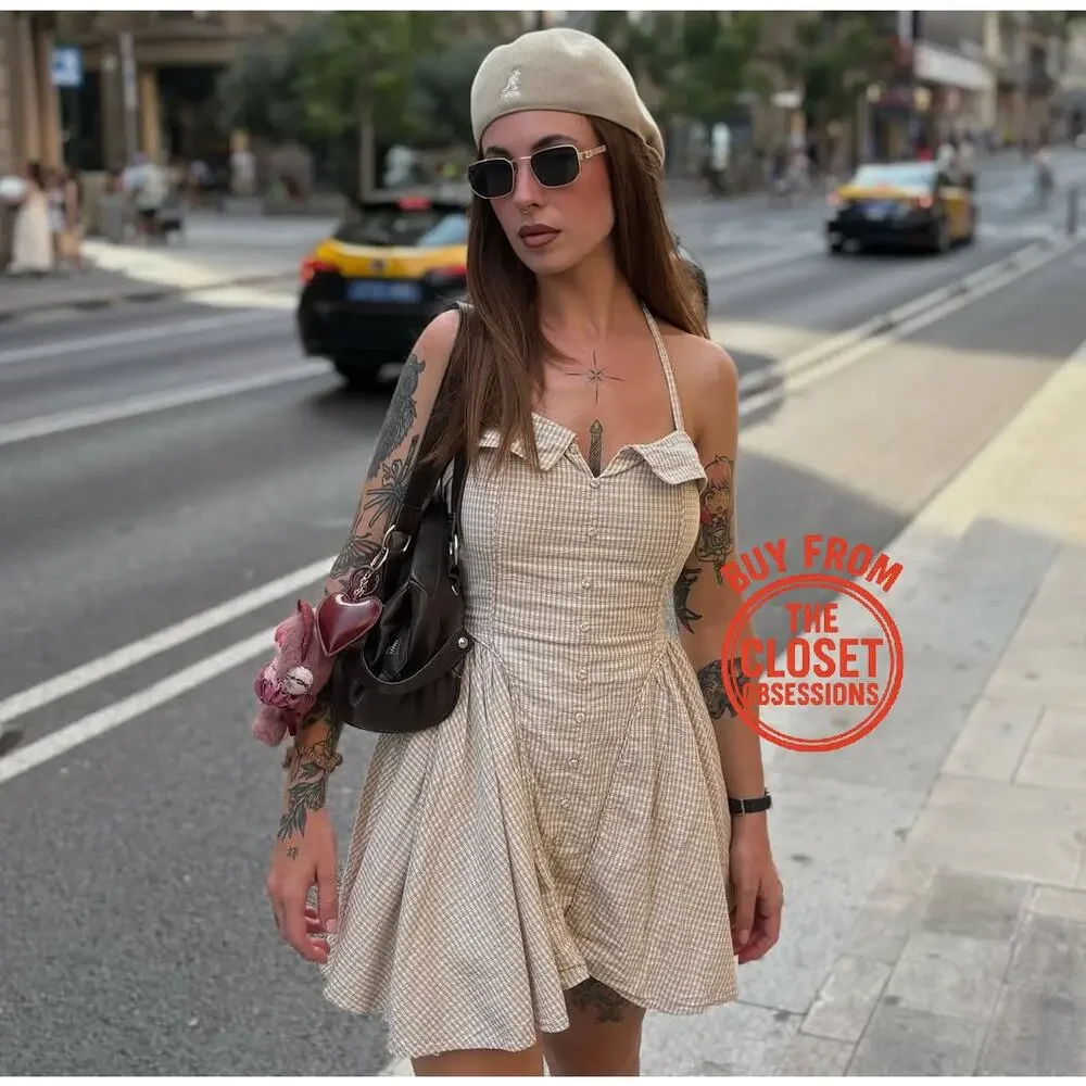 ZARA Textured Halter Mini Dress Blogger Fave Brown M & L NWT - Picture 10 of 16